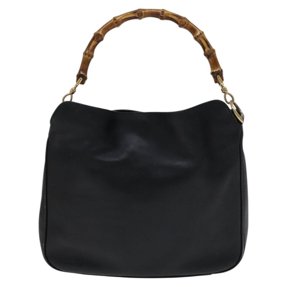 GUCCI Bamboo Hand Bag Leather Black Gold 001 2113 001 2113 - Picture 3 of 16